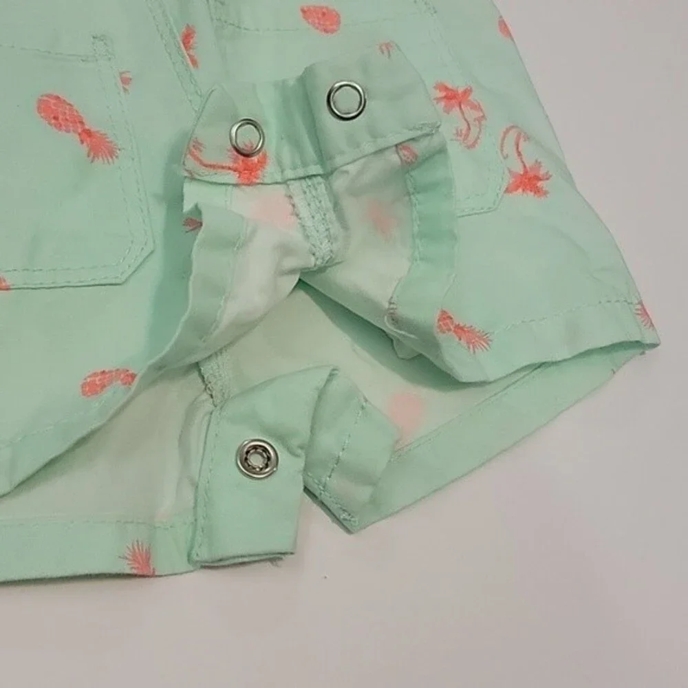 OSHKOSH Vestbak Tropical Pineapple And Palm Trees Shortalls NWT size 9 Mons.